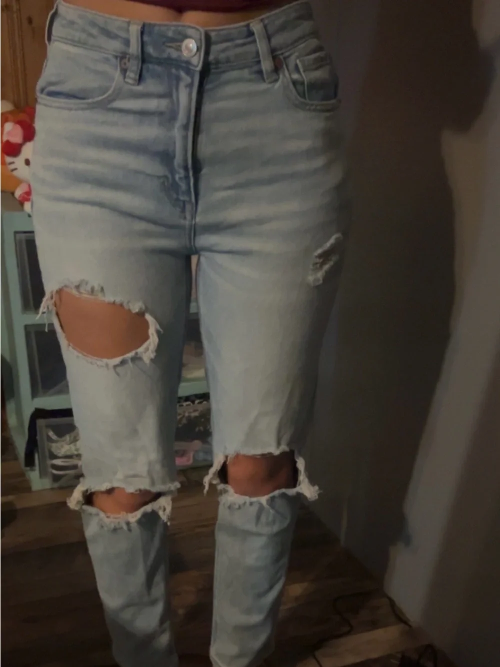 American Eagle Outfitters Light Blue Distressed Skinny Jeans
